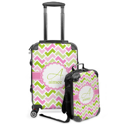 Pink & Green Geometric Kids 2-Piece Luggage Set - Suitcase & Backpack (Personalized)