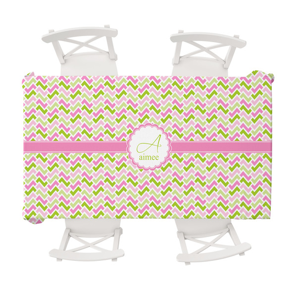 Custom Pink & Green Geometric Tablecloth - 58"x102" (Personalized)