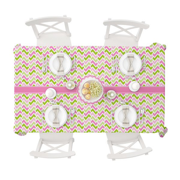 Pink & Green Geometric Tablecloths (58"x102") - TOP VIEW