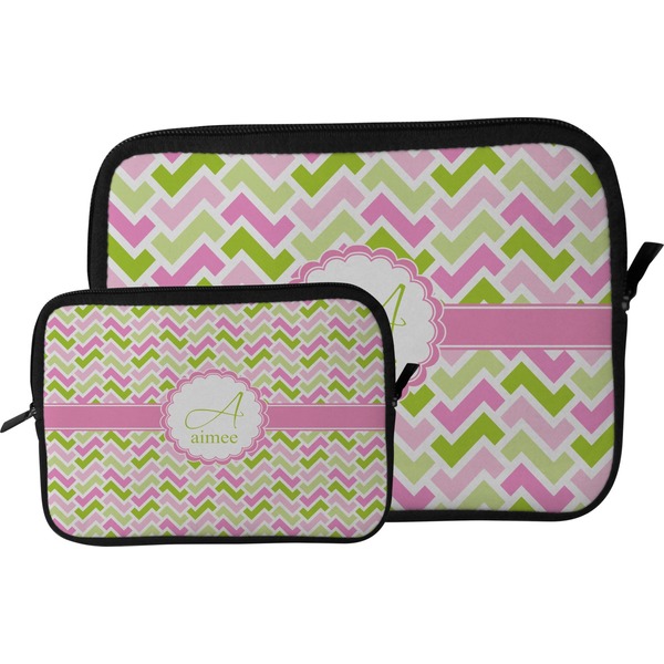 Pink & Green Geometric Tablet Sleeve (Size Comparison)