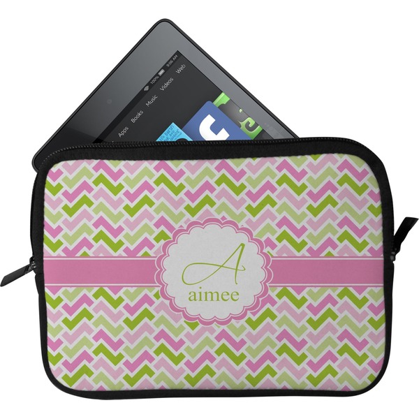 Custom Pink & Green Geometric Tablet Case / Sleeve - Small (Personalized)