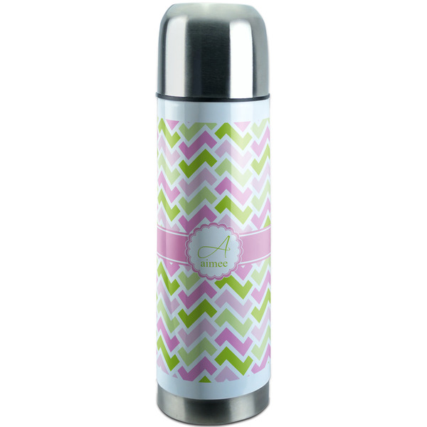 Custom Pink & Green Geometric Stainless Steel Thermos (Personalized)