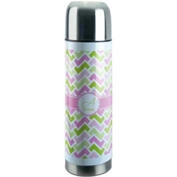 Custom Pink & Green Geometric Stainless Steel Thermos (Personalized)