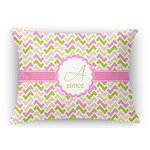 Pink & Green Geometric Rectangular Throw Pillow Case (Personalized)