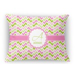 Pink & Green Geometric Rectangular Throw Pillow Case (Personalized)