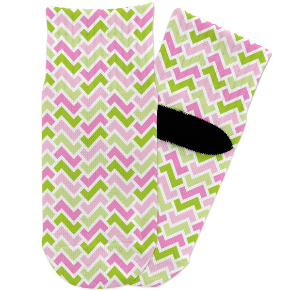Custom Pink & Green Geometric Toddler Ankle Socks