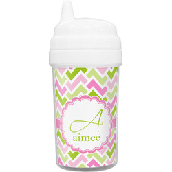 Pink & Green Geometric Toddler Sippy Cup (Personalized)