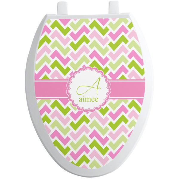 Pink & Green Geometric Toilet Seat Decal (Personalized)