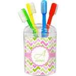 Pink & Green Geometric Toothbrush Holder (Personalized)