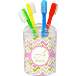 Pink & Green Geometric Toothbrush Holder (Personalized)