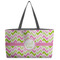 Pink & Green Geometric Tote w/Black Handles - Front View