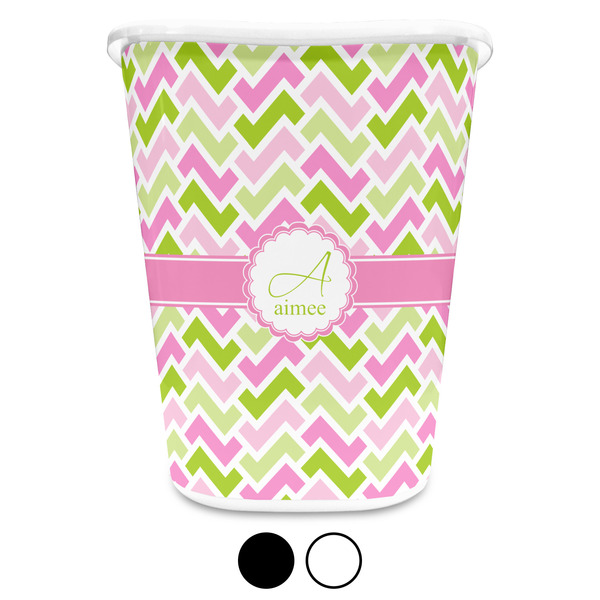Pink & Green Geometric Custom Waste Basket