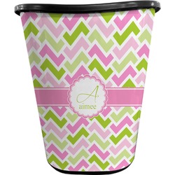 Pink & Green Geometric Waste Basket - Single Sided (Black) (Personalized)