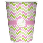 Pink & Green Geometric Waste Basket - Single Sided (White) (Personalized)