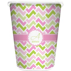Pink & Green Geometric Waste Basket - Double Sided (White) (Personalized)