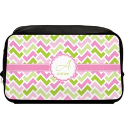Pink & Green Geometric Toiletry Bag / Dopp Kit (Personalized)