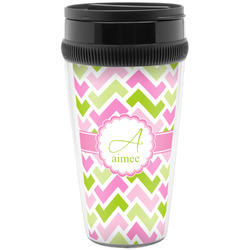 Pink & Green Geometric Acrylic Travel Mug without Handle (Personalized)