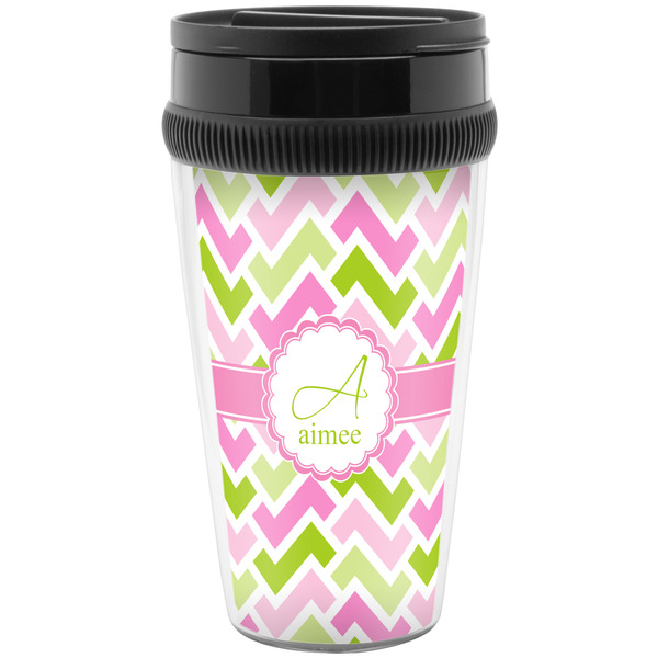 Custom Pink & Green Geometric Acrylic Travel Mug without Handle (Personalized)