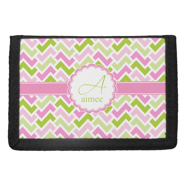 Custom Pink & Green Geometric Trifold Wallet (Personalized)
