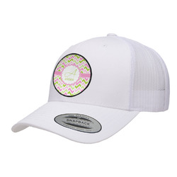 Pink & Green Geometric Trucker Hat - White (Personalized)