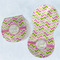 Pink & Green Geometric Two Peanut Shaped Burps - Open and Folded