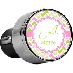 Pink & Green Geometric USB Car Charger (Personalized)