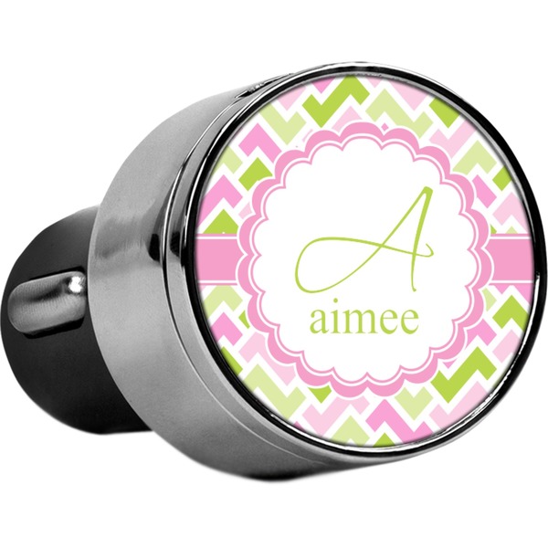 Custom Pink & Green Geometric USB Car Charger (Personalized)