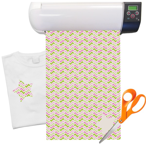 Custom Pink & Green Geometric Heat Transfer Vinyl Sheet (12"x18")