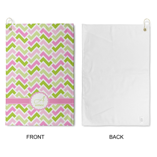 Pink & Green Geometric Waffle Weave Golf Towel - Approval