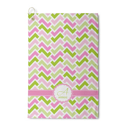 Pink & Green Geometric Waffle Weave Golf Towel (Personalized)