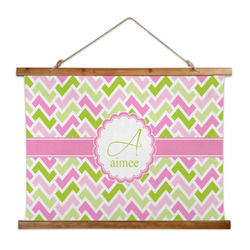 Pink & Green Geometric Wall Hanging Tapestry - Wide (Personalized)