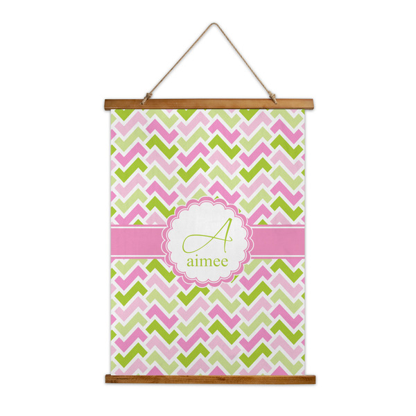 Custom Pink & Green Geometric Wall Hanging Tapestry - Tall (Personalized)