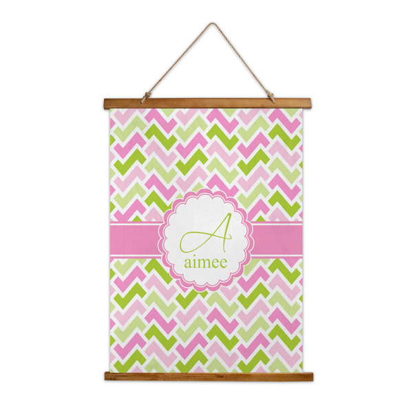 Custom Pink & Green Geometric Wall Hanging Tapestry (Personalized)