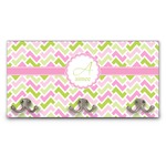 Pink & Green Geometric Wall Mounted Coat Rack (Personalized)