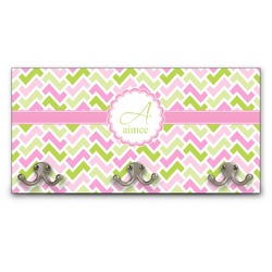 Pink & Green Geometric Wall Mounted Coat Rack (Personalized)