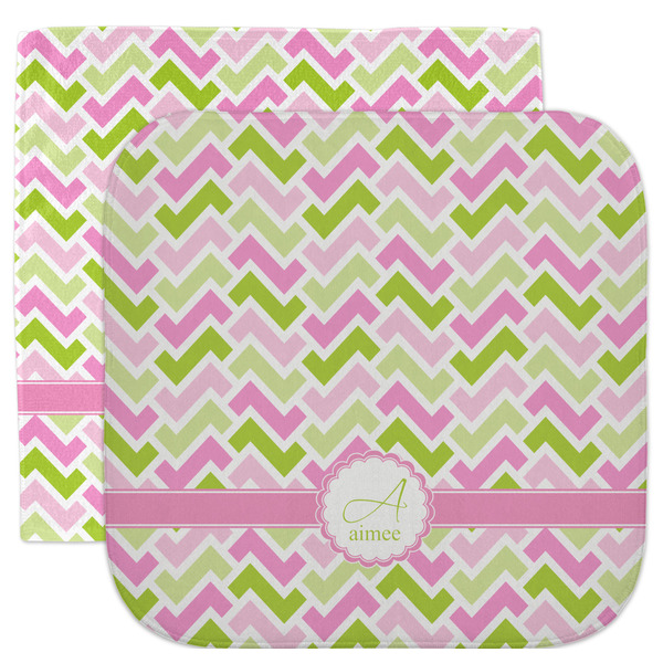 Custom Pink & Green Geometric Facecloth / Wash Cloth (Personalized)