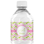 Pink & Green Geometric Water Bottle Labels - Custom Sized (Personalized)