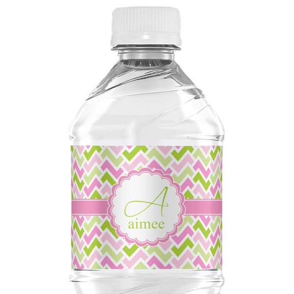 Custom Pink & Green Geometric Water Bottle Labels - Custom Sized (Personalized)