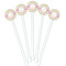 Pink & Green Geometric White Plastic 5.5" Stir Stick - Fan View