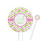 Pink & Green Geometric White Plastic 5.5" Stir Stick - Round - Closeup