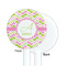 Pink & Green Geometric White Plastic 5.5" Stir Stick - Single Sided - Round - Front & Back