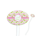Pink & Green Geometric Oval Plastic Stir Sticks (Personalized)