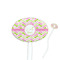 Pink & Green Geometric White Plastic 7" Stir Stick - Oval - Closeup