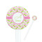 Pink & Green Geometric White Plastic 7" Stir Stick - Round - Closeup