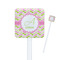 Pink & Green Geometric White Plastic Stir Stick - Square - Closeup