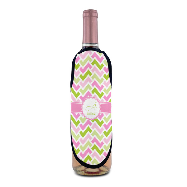 Pink & Green Geometric Wine Bottle Apron - IN CONTEXT