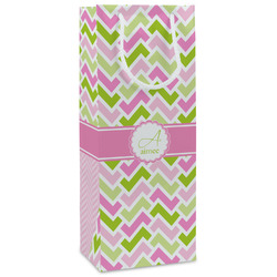 Pink & Green Geometric Wine Gift Bags - Gloss (Personalized)