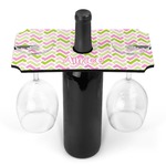 Pink & Green Geometric Wine Bottle & Glass Holder (Personalized)