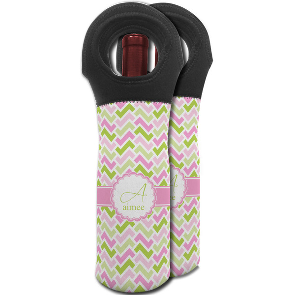 Pink & Green Geometric Wine Tote Bag - MAIN
