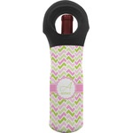 Pink & Green Geometric Wine Tote Bag (Personalized)